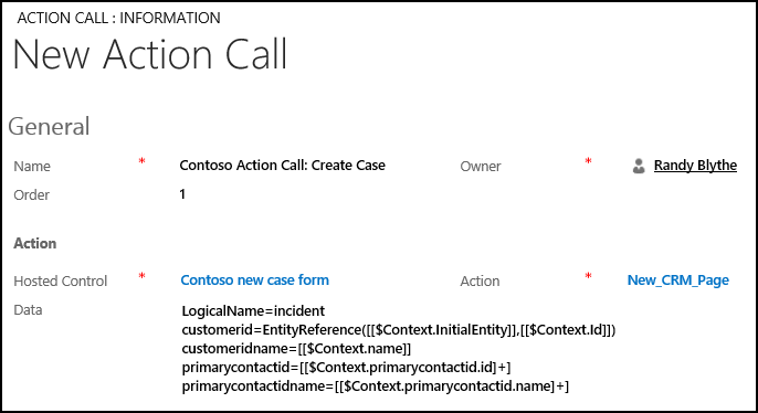 Create an action call in Unified Service Desk