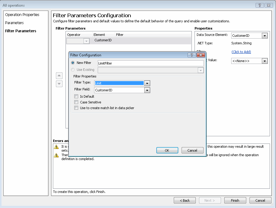 Configure limit filter