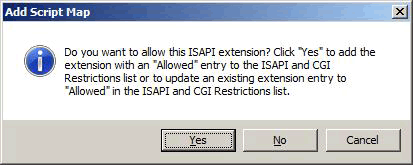 ISAPI uzantısının eklenmesinin onaylanmasına ilişkin ekran görüntüsü