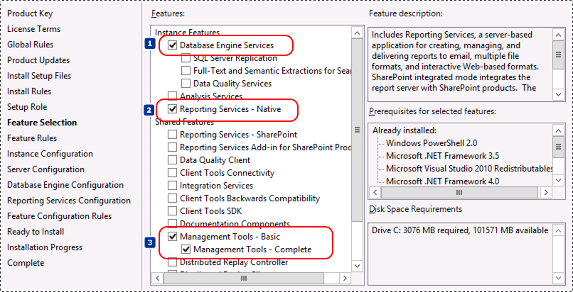 SSRS Native Mode Select in Feature Selection