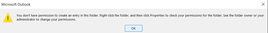 Outlook hata iletisinin ekran görüntüsü.