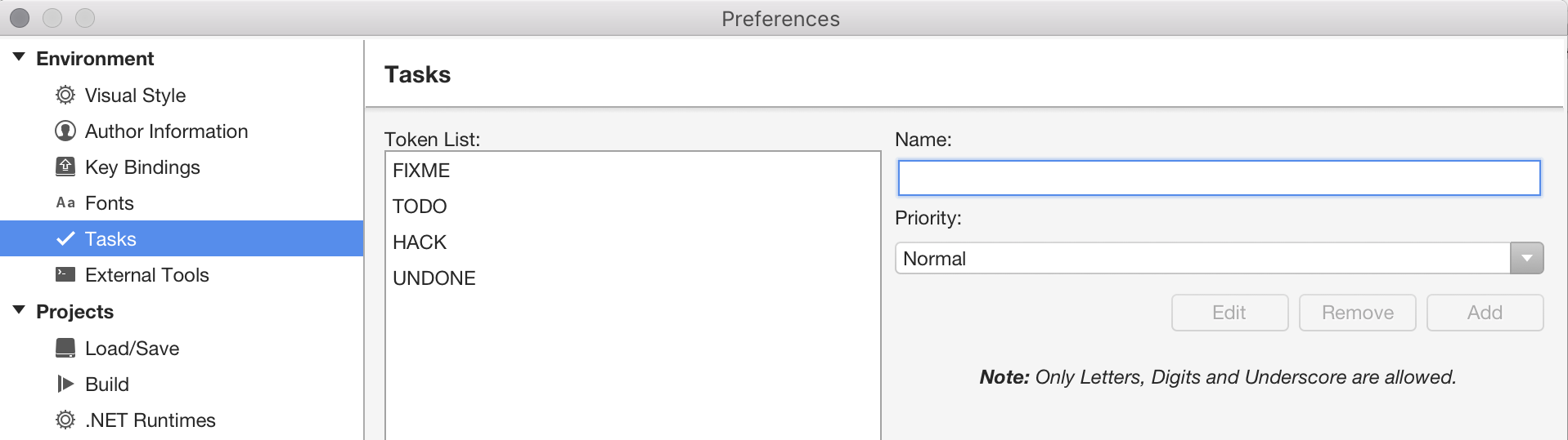 Task list preferences