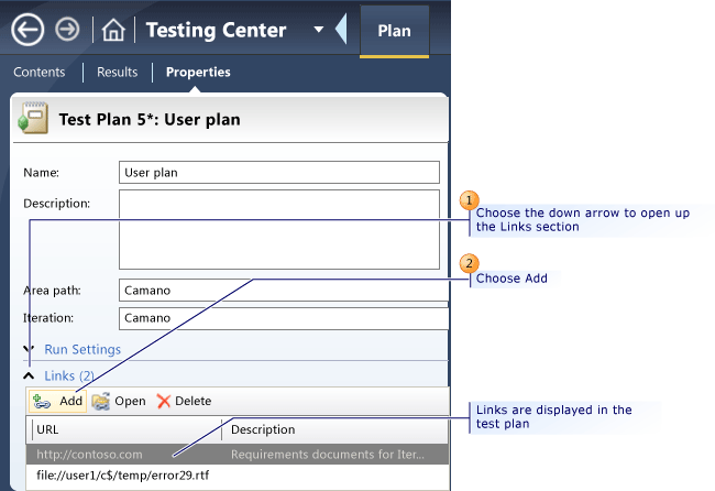 Test planına Dış bağlantılar ekleme