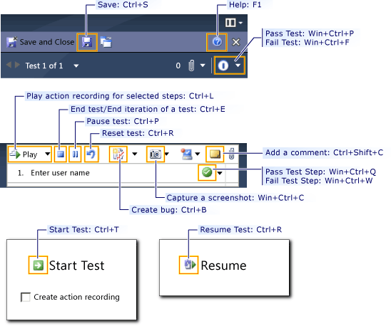 Test Çalıştırıcısı için klavye kısayolları