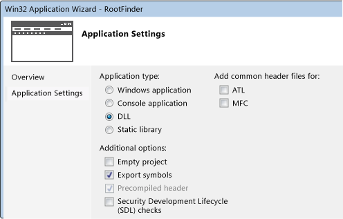 C++ projesi Sihirbazı DLL ve sembolleri Dışa Aktar