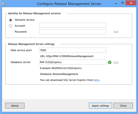 Configure Release Managment Server