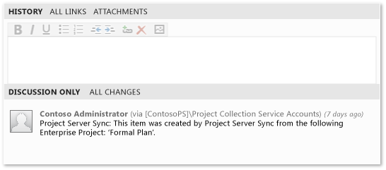 Geçmiş ve Project Server eşitlemesi ileti