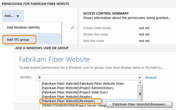 Bir grup TFS grupları listesine ekleyin