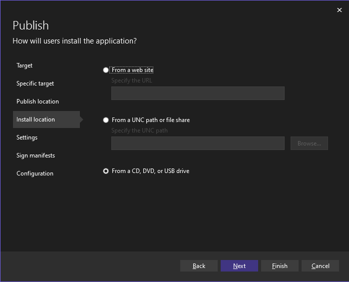 Choose the Install location Specify the path to the folder