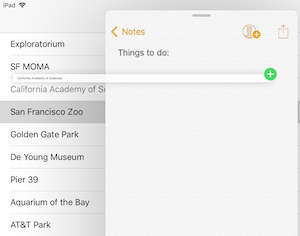 Özel uygulamadan Notlar uygulamasına örnek sürükleyip bırakma