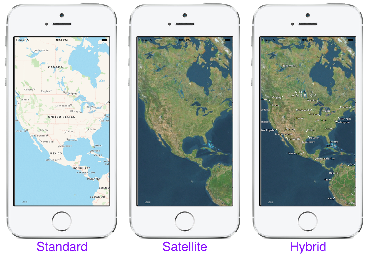 Bu ekran görüntüsü, kullanılabilen farklı harita stillerini gösterir