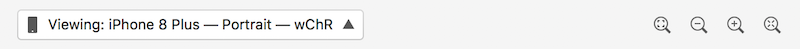 The bottom toolbar, used to select a device and orientation for the design surface The bottom toolbar, used to select a device and orientation for the design surface