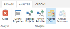 Screenshot shows the Analyze Cost option in the toolbar.