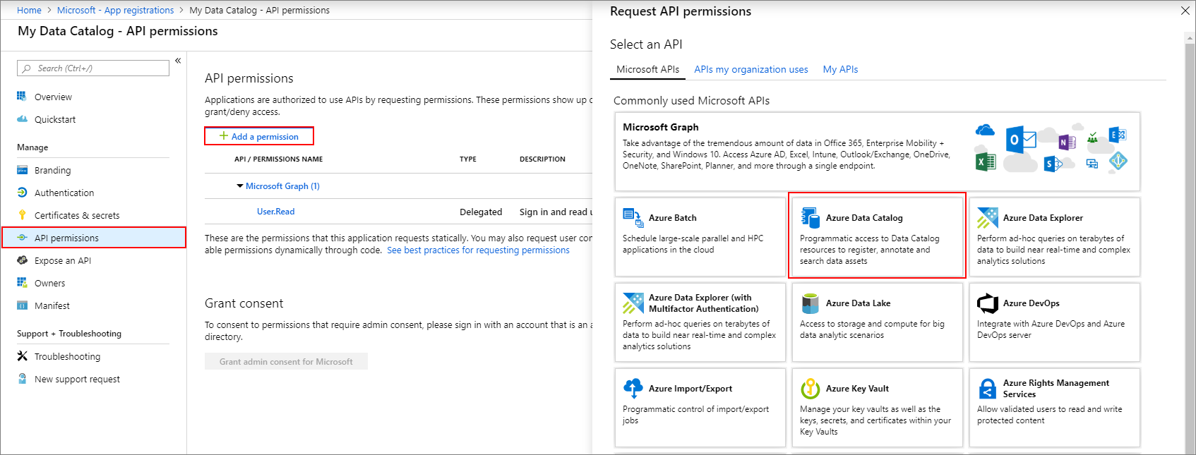 Azure portal İzin iste'yi seçin