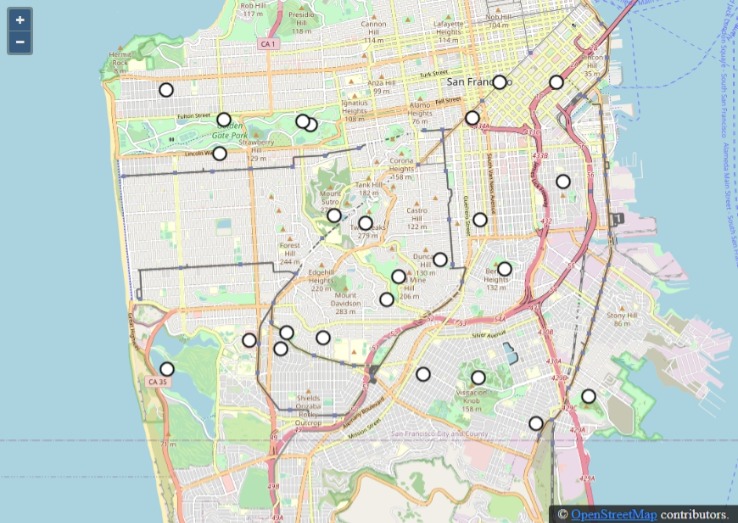 The map view of the GPS tracker
