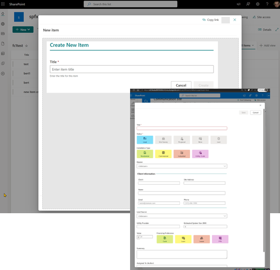 Form Customizer rendered in the list panel