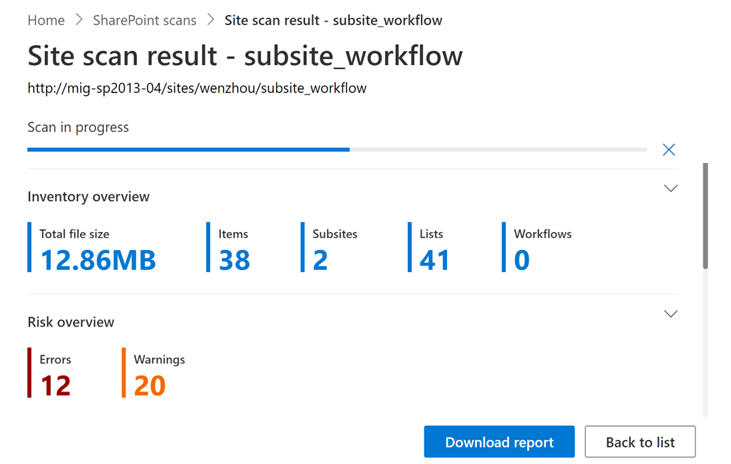 Review the scan results on the dashboard.