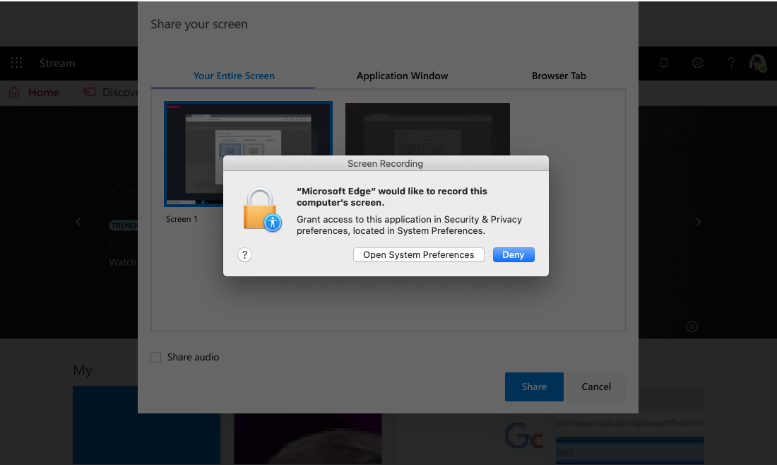 macOS Catalina'da ekran kaydı izinlerini ayarlama - Microsoft Stream |  Microsoft Learn