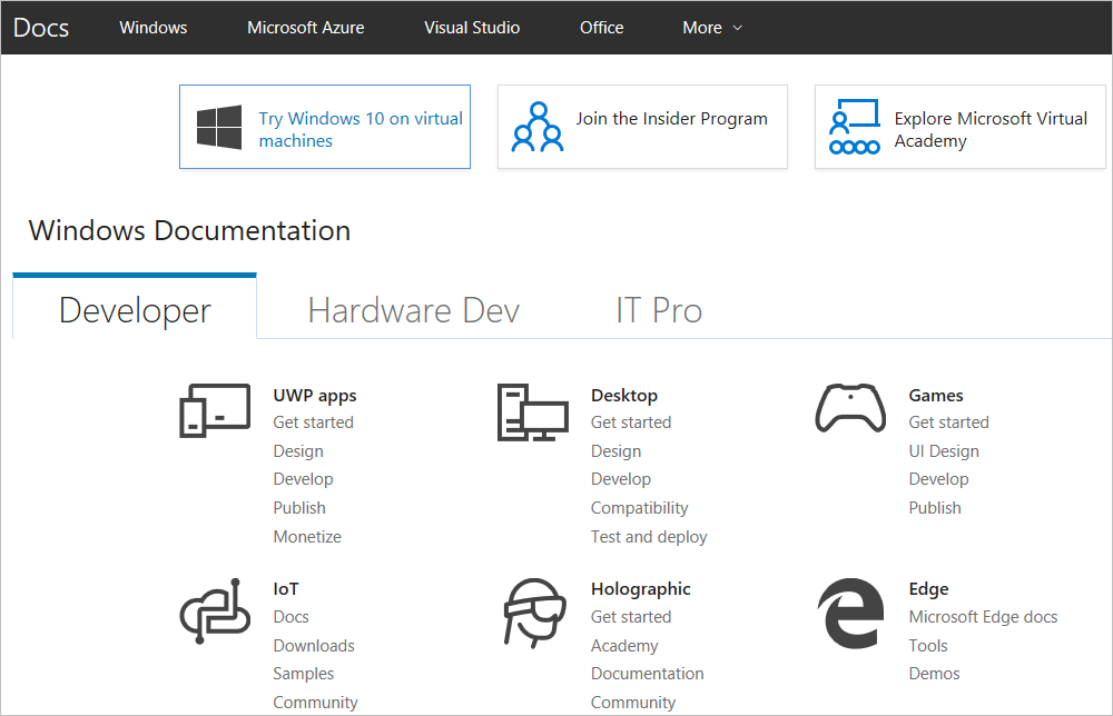 Windows Hub Sayfası