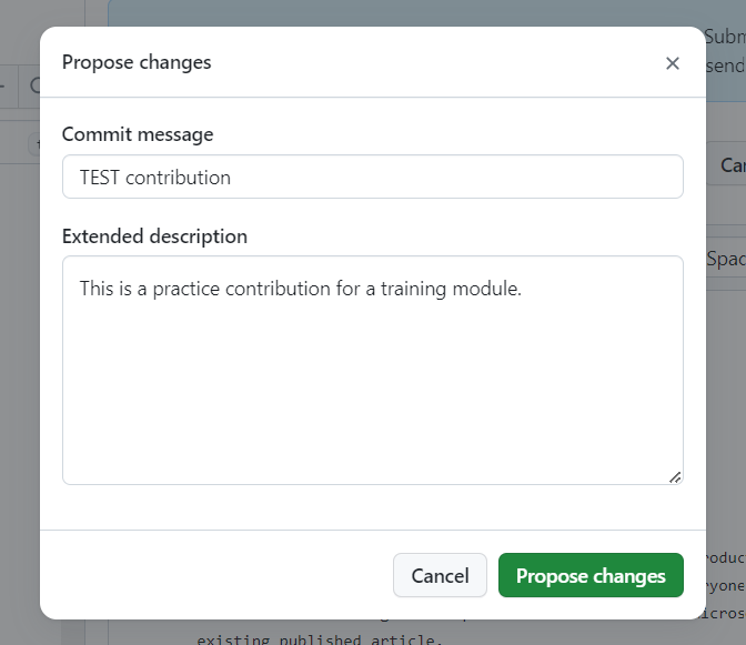 TEST katkısıyla doldurulmuş İşleme iletisi alanının ekran görüntüsü.