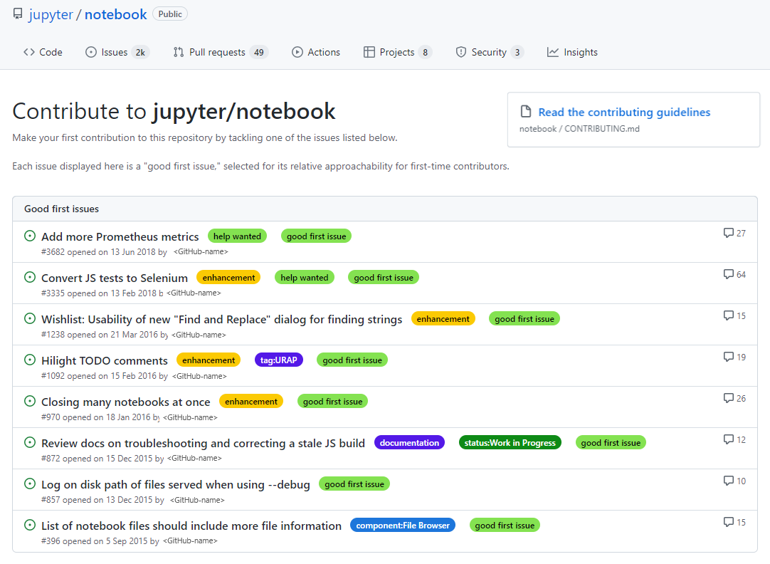GitHub'da Projeye katkıda bulunma bölümünü gösteren ekran görüntüsü.