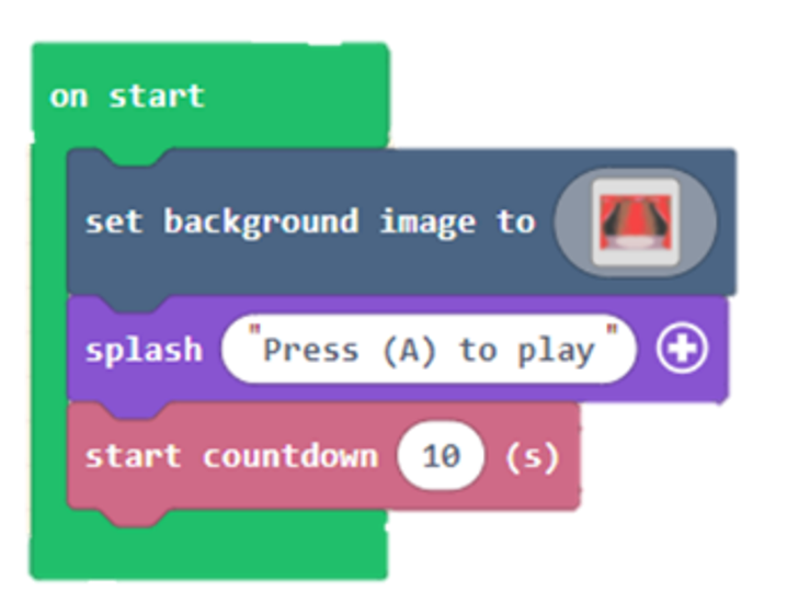 Screenshot of MakeCode word coding blocks.