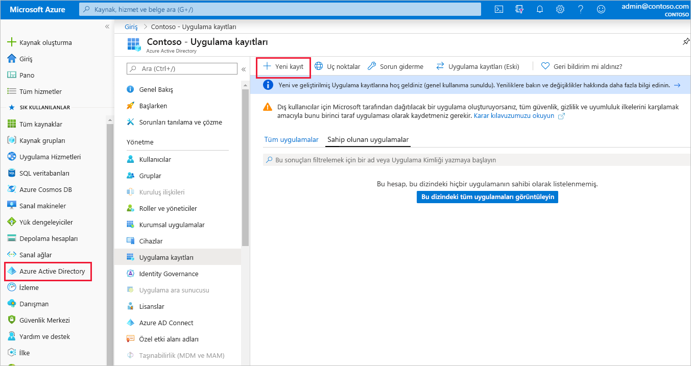 Screenshot showing how to add an application to Azure AD.