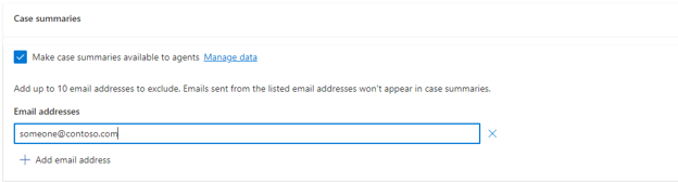 Screenshot of Case summaries with an email address added.