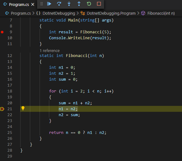 İkinci bir kesme noktasının ayarlandığını gösteren ekran görüntüsü.