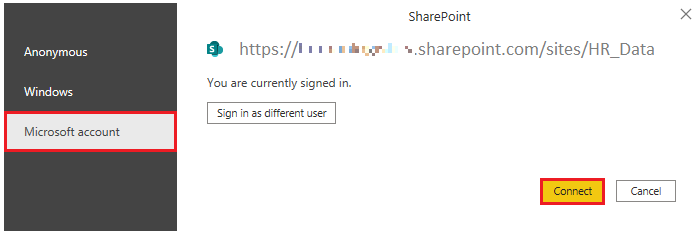 SharePoint'e erişim elde etmek için Yetkilendirme adımının ekran görüntüsü.