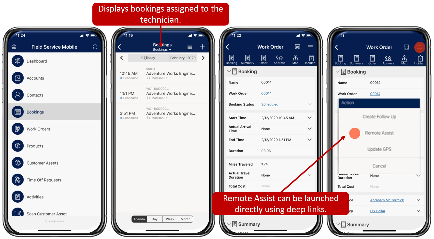 bookings assigned and launch Remote Assist using deep links