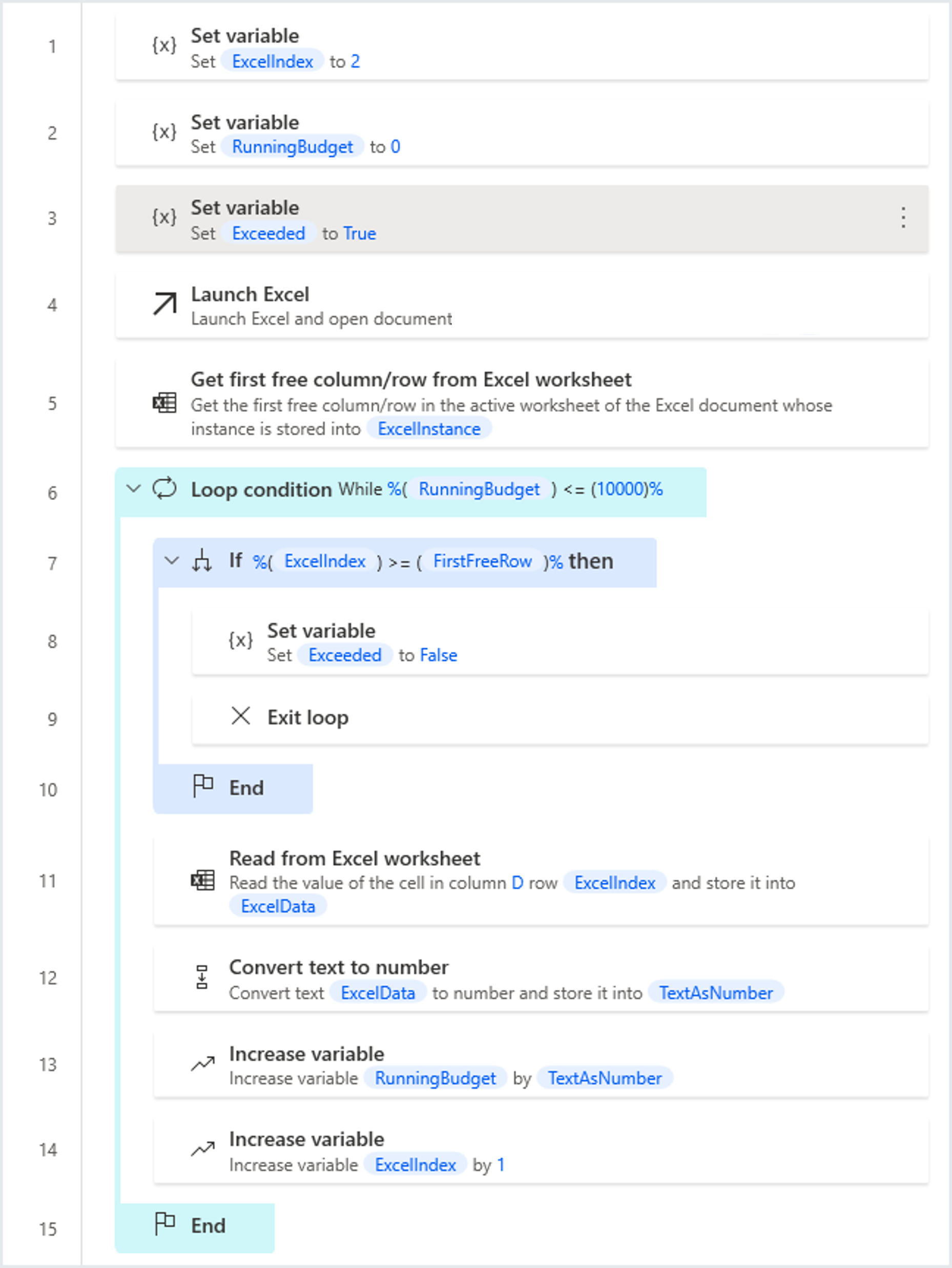 Screenshot of the loop condition if workspace example.