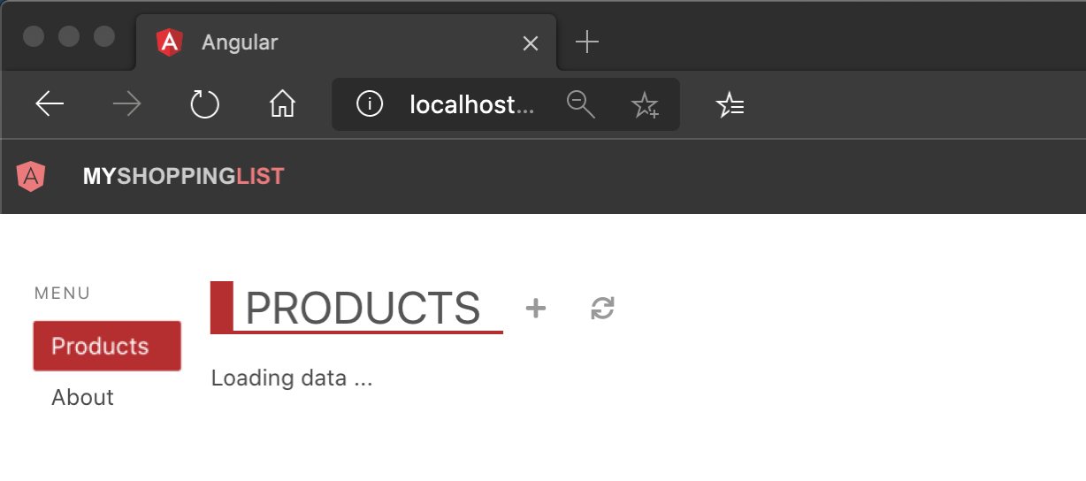 Angular web uygulamanızın yerel ana bilgisayarının ekran görüntüsü.
