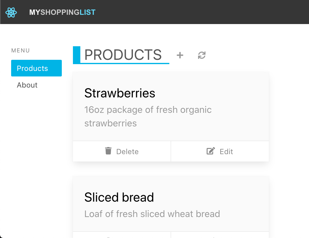 React web uygulamanızı gösteren ekran görüntüsü.