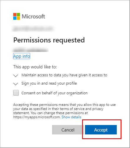 Select **Accept** to grant the permission.