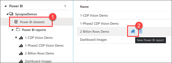 Power BI datasets in Azure Synapse Studio