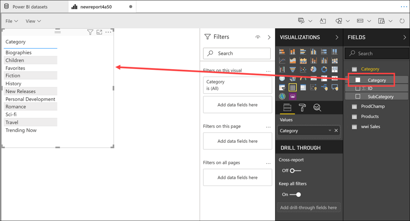 Drag and drop Power BI filters