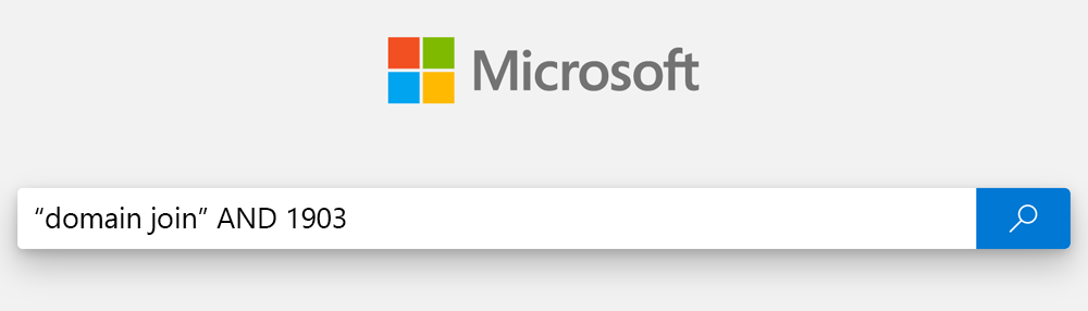 Etki alanına katılma ve 1903'ün yazıldığı arama kutusunun ekran görüntüsü.