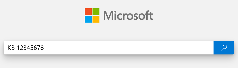 KB 12345678 yazıldığı arama kutusunun ekran görüntüsü.
