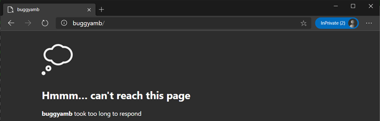 Geçersiz sayfanın ekran görüntüsü.