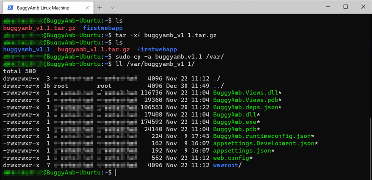 sudo cp komutunun ekran görüntüsü.