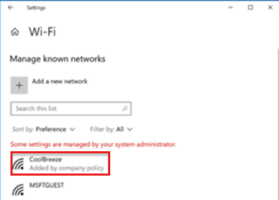 Wi-Fi bağlantısının bilinen bir ağ olduğu Windows'ta Wi-Fi ayarlarının ekran görüntüsü.