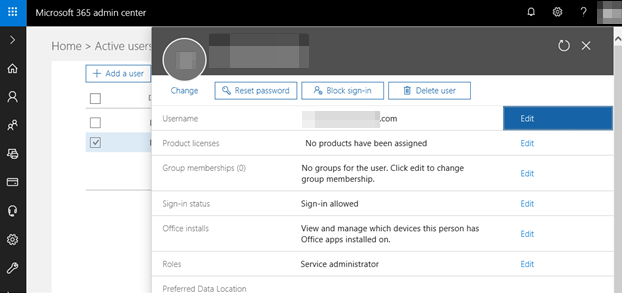 Microsoft 365 Kullanıcı Adını düzenlemek için Düzenle seçeneğini belirlemeye ilişkin ekran görüntüsü.