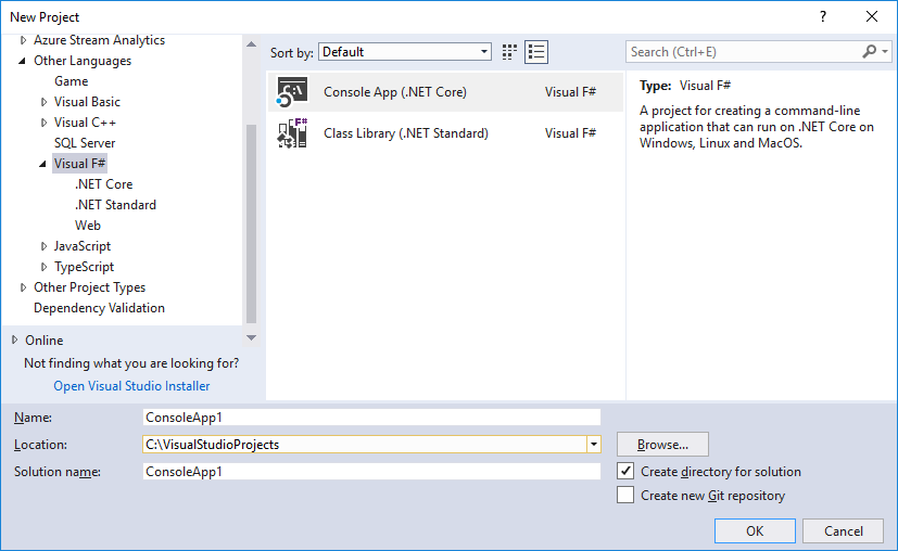 Visual Studio'da F# proje şablonları