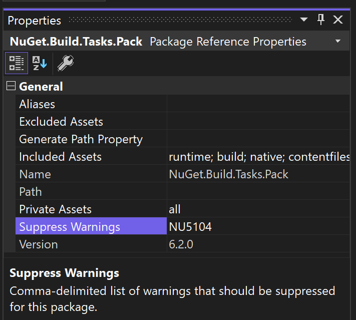 Projeler ve NuGet paketleri için uyarıları gizleme - Visual Studio  (Windows) | Microsoft Learn