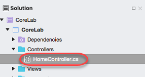 HomeController adlı bir C# sınıfının seçili olduğu çözüm projesinin ekran görüntüsü.