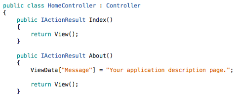 HomeController adlı bir C# sınıfının ekran görüntüsü.