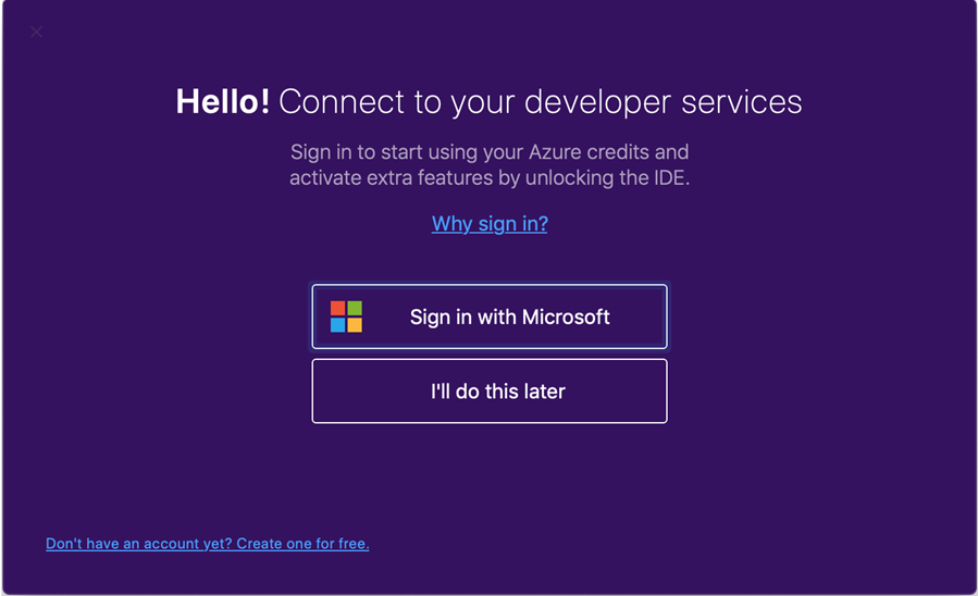 Screenshot of sign-in accounts dialog in Visual Studio 2022 for Mac.