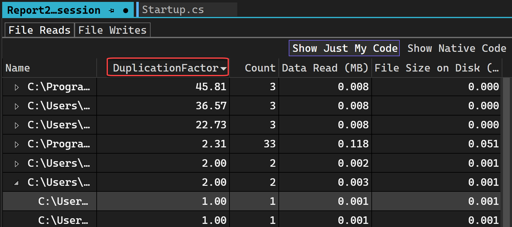 Duplication Factor selected Screenshot showing Duplication Factor selected.