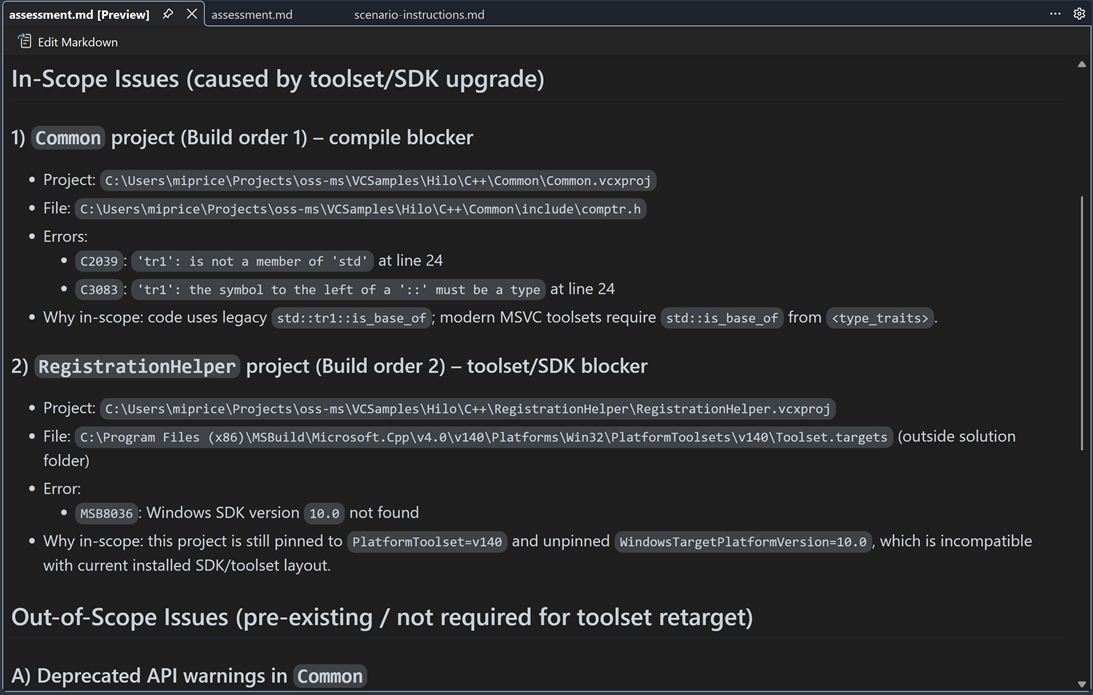 Visual Studio 10 yıllık bir C++ örneğini etkin bir şekilde yükseltiyor